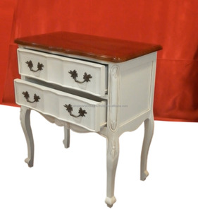 Table de chevet peinte en bois, meuble de chambre à coucher, naturel, princesse française et indonésiene - Product Image 3