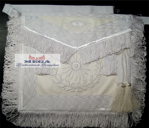 ผ้ากันเปื้อนแกรนด์ลอดจ์ที่ทำด้วยมือระดับพรีเมียมเย็บแบบประณีตและเย็บปักถักร้อยงานฝีมือเครื่องราชกกุธภัณฑ์ช่างก่ออิฐแบบพรีเมี่ยม - Product Image 1