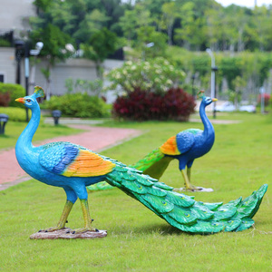 Al aire libre decoración paisaje tamaño de la vida Animal resina de fibra de vidrio estatua del Pavo Real - Product Image 1
