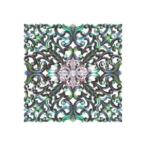 Venta caliente antiguo MDF madera tallada a mano Panel colgante de pared forma cuadrada para Interior decorativo Panel de pared decoración de habitación y oficina - Product Image 1