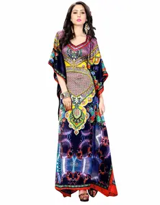 Women Beach Party Wear Satin Silk Kaftan Kurta Dress