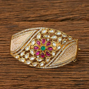 Kundan — Kada classique avec plaqué or, 45269 blanc, livraison gratuite - Product Image 1