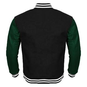 Chaqueta Bomber de Béisbol Estilo Letterman de Invierno Hecha a Medida con Mangas de Cuero, Chaquetas Universitarias de Lana Impermeables y Resistentes al Viento - Product Image 4