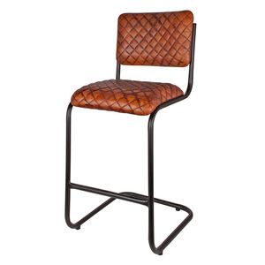 Tabouret de Bar industriel en cuir et fer, pour l'extérieur, - Product Image 1