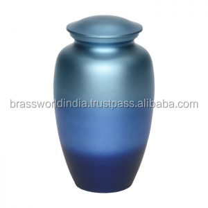 <b>Large</b> Blue Brassworld India Cremation <b>Urn</b> for Ashes Premium Funeral Supplies - Product Image 6