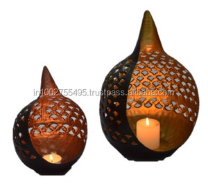 Bougie chauffe-plat élégante en métal doré et noir avec motif goutte pour la décoration de Noël ou une utilisation toute l'année - Product Image 6