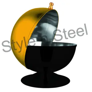 Sucrier en acier inoxydable avec cuillère sucrier bol en acier inoxydable noir et or petit récipient à sucre - Product Image 1