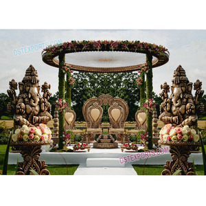 Mandap de Madera Abierto para Bodas, Magnífico Mandap para Bodas al Aire Libre con Temática de Jardín, Mandap Tradicional Hindú para Rituales de Boda en Australia - Product Image 1