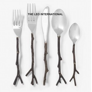 New Luxury Restaurant Cutlery Set Tree Branch Design Includes Stainless Steel <b>Knife</b> Wooden <b>Dinner</b> Spoon Weddings Kitchen Use - Product Image 1