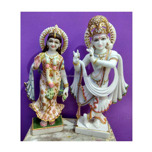 Estatua India makrana de mármol blanco, estatua de Shree Radha Krishna Ji pulida, diseño muy artístico, buen trabajo, adoración hecha a mano - Product Image 1