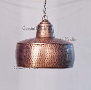 Lampe décorative industrielle vintage en fer, fabriquée à la main en Inde, design rond moderne en cuivre et métal pour l'éclairage de la maison, de l'hôtel ou du restaurant - Product Image 1