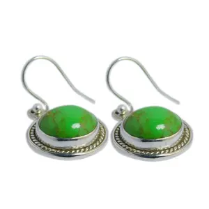 New Supplier 925 Sterling Silver Green Mohave Turquoise Gemstone Earring For Women Fashion Earrings Anniversary Gift Jewelry