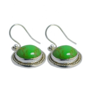 Pendiente de piedra preciosa turquesa Mohave verde de Plata de Ley 925 pura para mujer pendientes de joyería de moda - Product Image 1