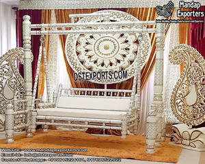 ชิงช้านกยูงไม้สำหรับงานแต่งงานสไตล์จูลาสวิงสีขาว - Product Image 2