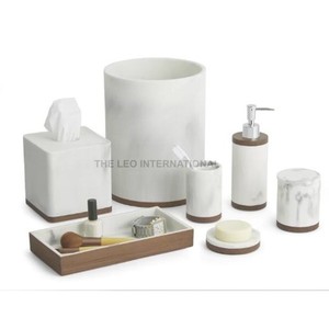 Ensembles de salle de bain décoratifs en marbre blanc naturel, accessoires de salle de bain, accessoires de luxe, produits de salle de bain - Product Image 1