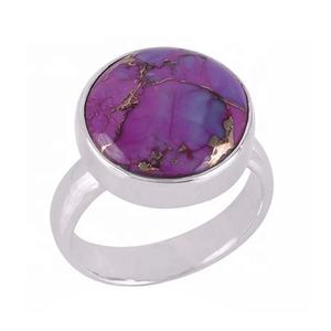 แหวนเงินสเตอร์ลิงประดับอัญมณีสีเทอร์ควอยซ์สีม่วงทองแดงผสม925ดีไซน์ล่าสุดสำหรับงานเลี้ยงแนววินเทจ - Product Image 1