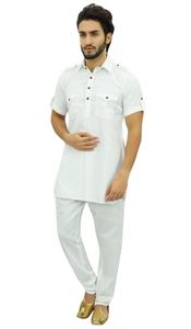 Kurta เสื้อผ้าฝ้ายแขนยาวสำหรับผู้ชาย,เสื้อไม้สไตล์อินเดียแบบมีกระดุมด้านหน้าหนึ่งกระเป๋า _ 13 - Product Image 3