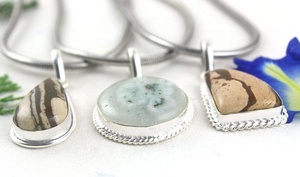 92,5 Sterling ililver NaturaSolar uuartz ooconut asicicture asasper ememstone emmooth endant harm endant IFT eckecklace - Product Image 6