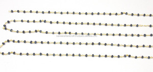 Cadena de Rosario Chapada en Oro con Cuentas Envueltas en Alambre y Piedras Preciosas de Zafiro Azul Natural, el Mejor Regalo para Navidad - Product Image 6