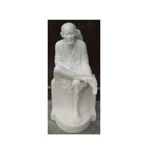 Pure White Marble Sai Baba Sitting Statue - Product Image 1