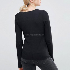 Black Cotton O-Neck <b>Half</b> Sleeve Casual T-<b>Shirt</b> for Women KITW9 Sleepwear with Feather <b>Button</b> Embroidery Decor Plus Size - Product Image 4