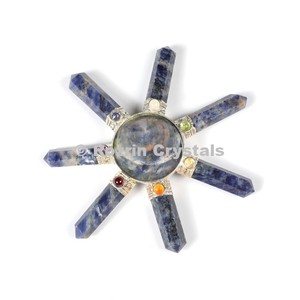 Pyramide de Sodalite Naturelle Générateur d'Énergie avec Pierre de Cristal Cabochon Chakra pour la Guérison, la Méditation Reiki et la Décoration Intérieure - Product Image 1