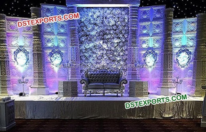 Conjunto de decoración de escenario para boda musulmana, hermoso escenario de recepción de boda, gran tema dorado - Product Image 5