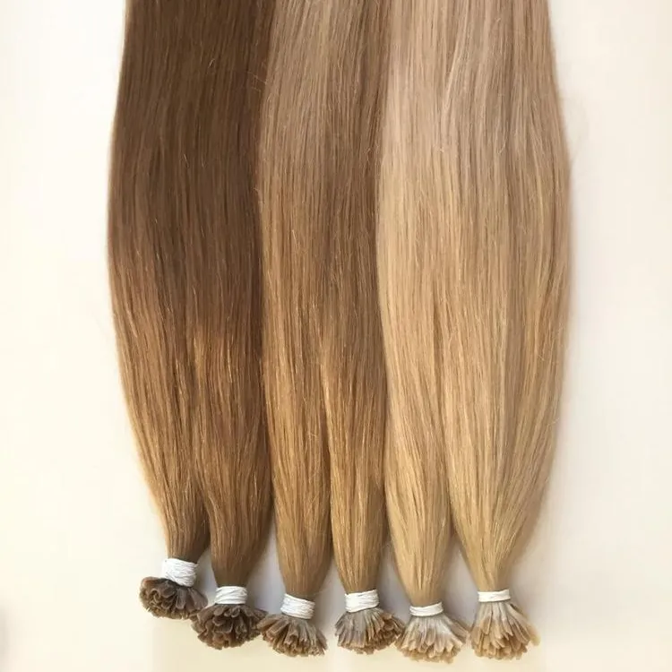 Groothandel 100% Volledige Cuticula Dubbel Getrokken Remy Keratine I/V/U/Platte Tip Pre Bonded Human Hair