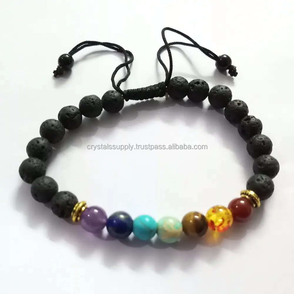 Top selling products in alibaba natural lava stone bead 7 healing Yoga chakra bracelet