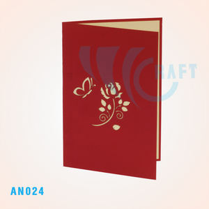 Papillon et fleur papier fait main 3d pop up carte de voeux papier artisanat 3d carte de fleur avec note carte de voeux Top Trending - Product Image 3