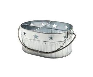 Soporte para utensilios de almacenamiento de metal galvanizado con seis ranuras, botella rústica de vino y cerveza, Caddy Win, soporte para cubiertos de viaje - Product Image 1