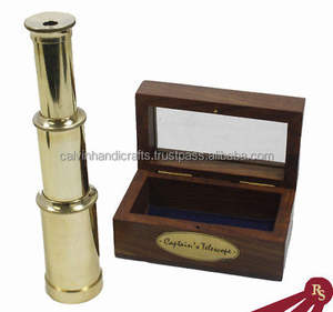 TELESCOPIO DE LATÓN MACIZO Náutico 7 Caja de madera CAPITANES SPYGLASS regalo - Product Image 2