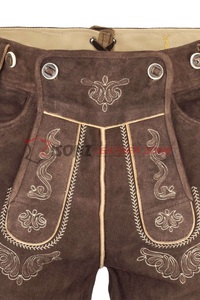 Pantalones de cuero bávaros para hombre, color marrón claro, de gamuza, cómodos, para el Oktoberfest, Lederhosen, Kniebundhosen, traje tradicional para hombre. - Product Image 3