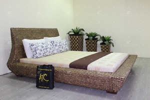 Juego de dormitorio de muebles de mimbre de jacinto de agua natural de diseño elegante - Product Image 4