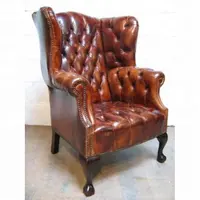 Excelente estilo georgiano de cuero ala silla/Chesterfield ala silla