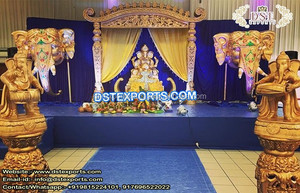 ตกแต่งเวทีมุสลิมWalimaพร้อมกรอบด้านหลัง,งานแต่งงานมุสลิมโกลเด้นJhronkaเวทีRajwadiต้อนรับงานแต่งงานเวทีพระราช - Product Image 6