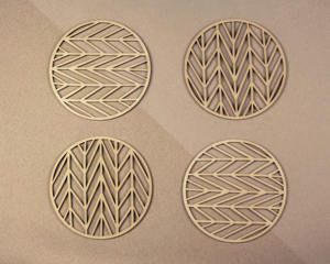 Juego de 4 posavasos de madera geométricos de diseño elegante para proteger superficies y agregar elegancia moderna a su Mesa - Product Image 1