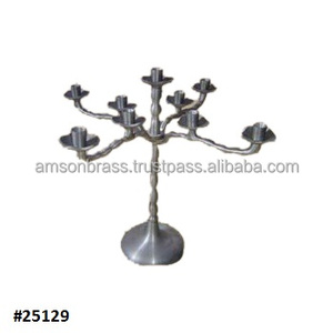 Candelabro alto de cinco brazos niquelado para decoración de boda, centro de mesa - Product Image 2