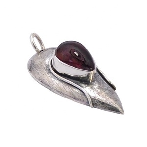 Elegant Vintage Design 925 Sterling Silver <b>Garnet</b> Gemstone <b>Pendant</b> Women's Fashion Fine Jewelry <b>Pendants</b> with Charms Necklace - Product Image 1