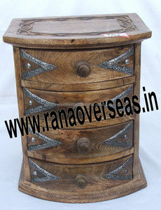 Wooden <b>Chest</b> of Four Drawers With Hand Carving for Living Room and Hotel <b>Storage</b> Organiser - Product Image 2