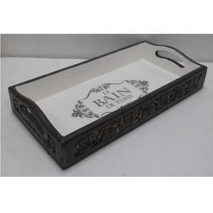 Bandeja de madera con tallado a mano para exteriores e impresión de pantalla con esmalte, funciona en el interior - Product Image 3