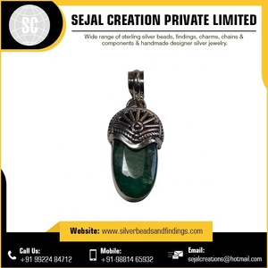 Vente en gros de pendentif en forme de cœur en pierre précieuse en argent sterling Fourniture de composants et de résultats de bijouterie fine - Product Image 6