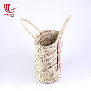 Pinky Flowers Vintage Seagrass Cotton Lining Sustainable <b>Summer</b> Beach Bag/Straw <b>Handbag</b>/Wholesale - Product Image 4