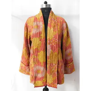 Buatan Tangan Vintage Kantha Jaket untuk Wanita Wanita Mantel Desainer Seksi Fashionable Blazer untuk Wanita Jaket