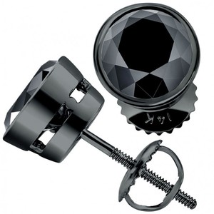 2.00 Ct Natural Round Brilliant Cut Black Diamond <b>Stud</b> <b>Earring</b> Bezel <b>Set</b> Natural Diamond <b>Earrings</b> Real Diamond <b>Earrings</b> - Product Image 1