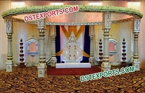 Mandap tallado de madera para boda, decoración tradicional de boda, estilo impresionante - Product Image 3