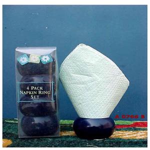 Juego de servilleteros de mesa de madera pintados en azul de 4 piezas - Product Image 1
