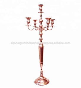 Candélabre de sol à 5 bras plaqué cuivre bougeoirs en métal lanternes et bocaux pour mariages maison décorations de noël et de pâques - Product Image 2