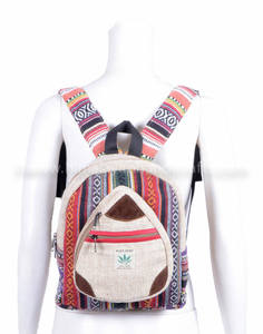 Mochila de cáñamo puro para niños y adolescentes, diseño novedoso, con múltiples bolsillos y patrón azteca, alta calidad, HBBH 0073 - Product Image 1