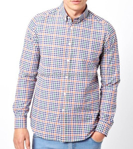 Camisa Casual de Manga Larga a Cuadros Azules para Hombre, Cuello Camisero, Manga Larga, Popelina Tejida, 100% Algodón, Transpirable, Estilo Otoñal - Product Image 2